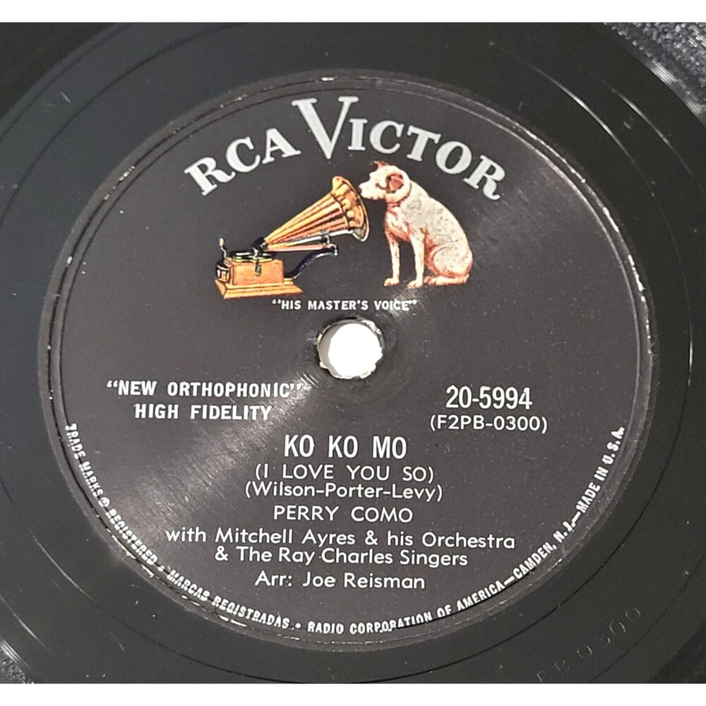 Perry Como ‎Ko Ko Mo / You'll Always Be My Lifetime Sweetheart 78 RPM E Pop '55